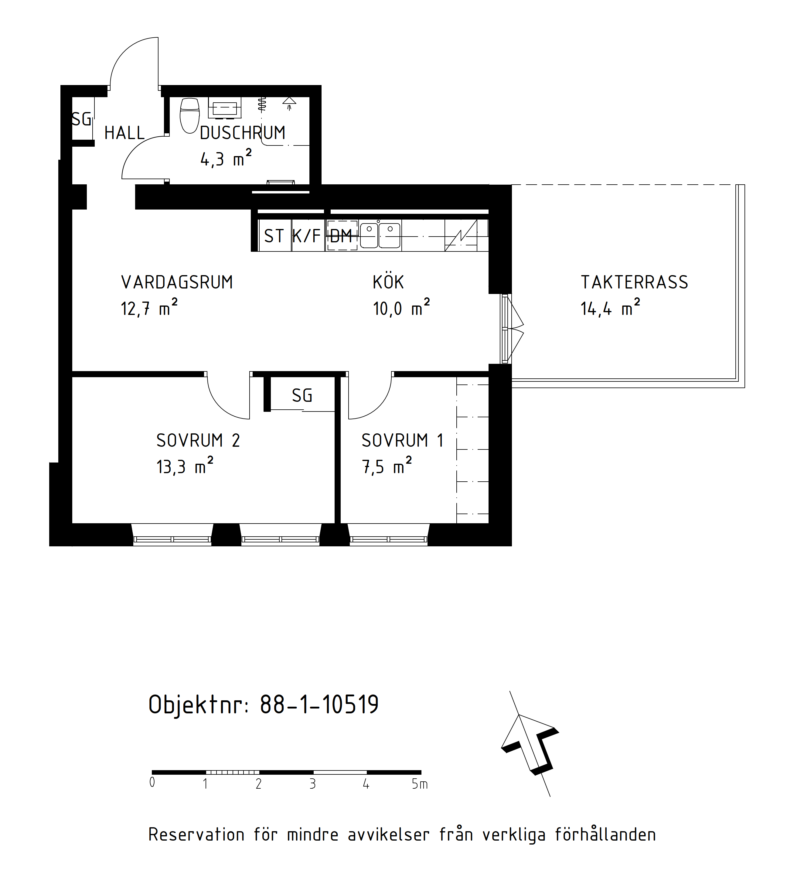 Planritning Södra Trängallén 3B