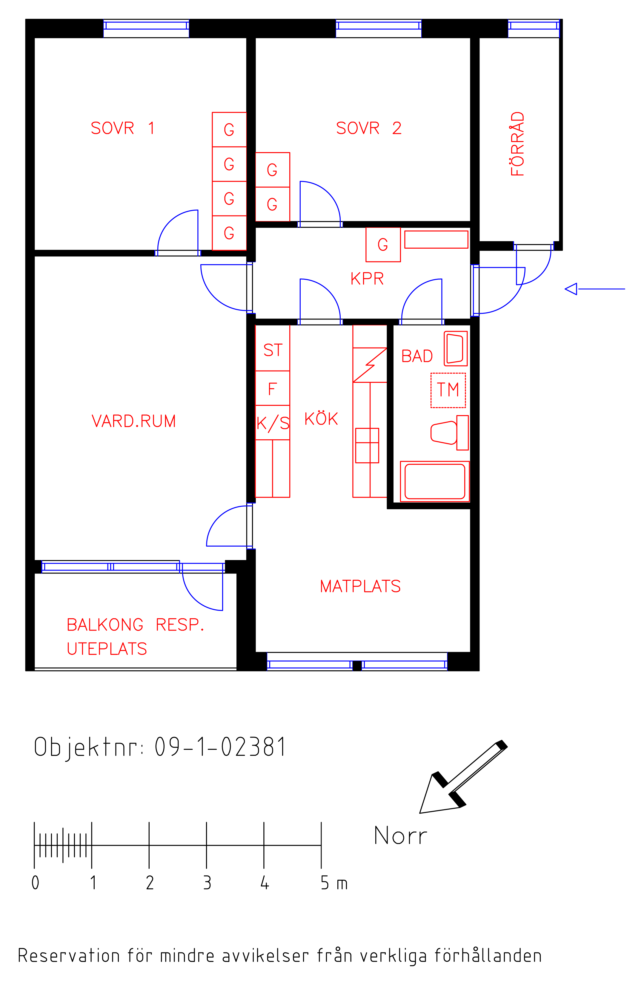 Planritning Spånvägen 6B